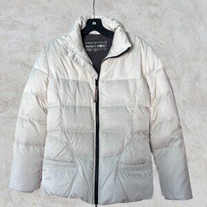 Krizia Cream Quilted Puffer Jacket with High Collar